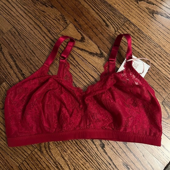 NEW Panache | Red Lace Imogen Non Wired Balconnet Bra Electric Magenta Red 36DD - Picture 1 of 4
